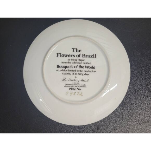 DANBURY MINT - Bouquets Of The World - " Flowers of  Brazil " Plate - Picture 4 of 8
